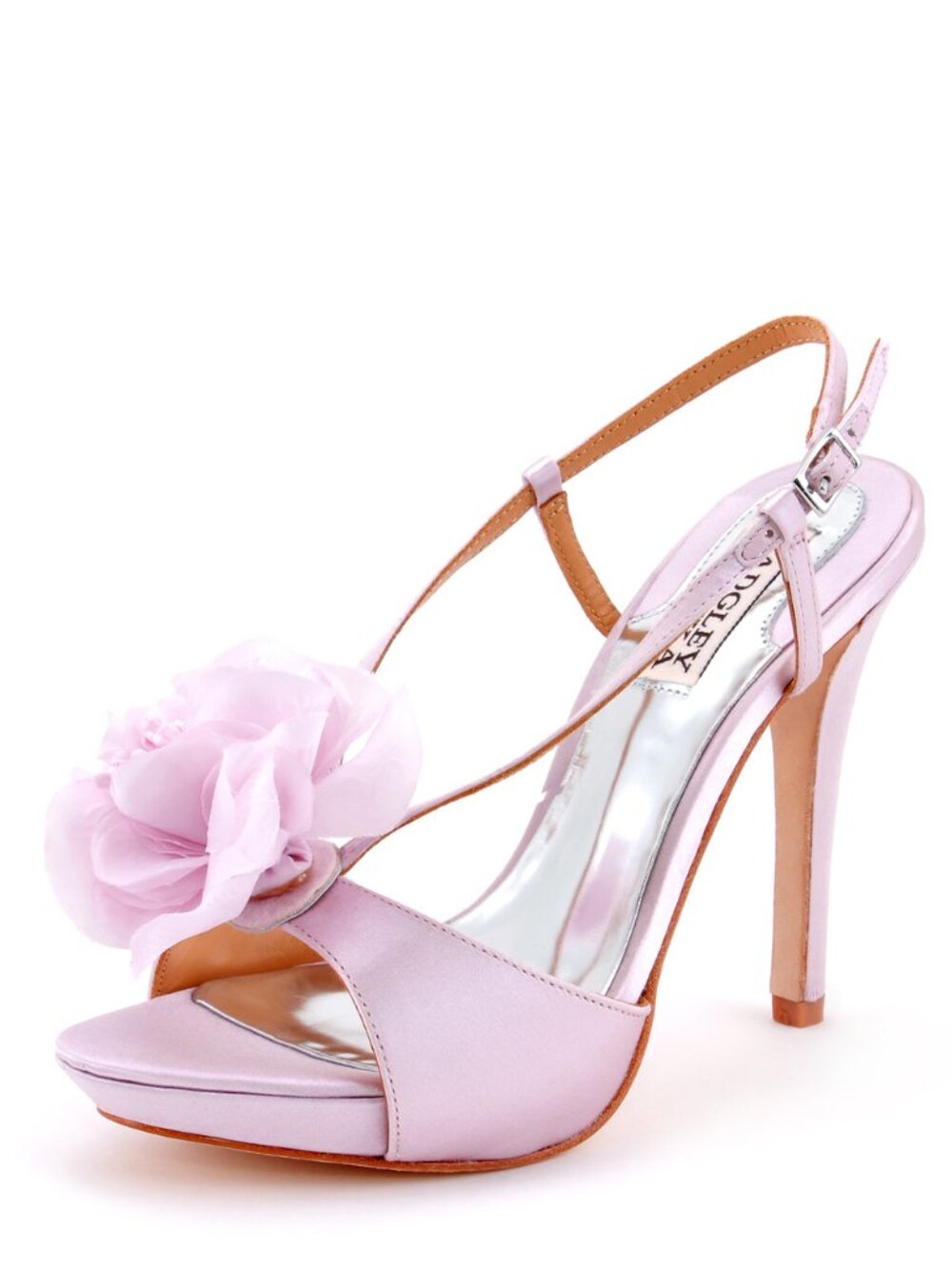 Badgley Mischka Zabrina Lilac Purple Satin Flower Slingback Sandals Size 6